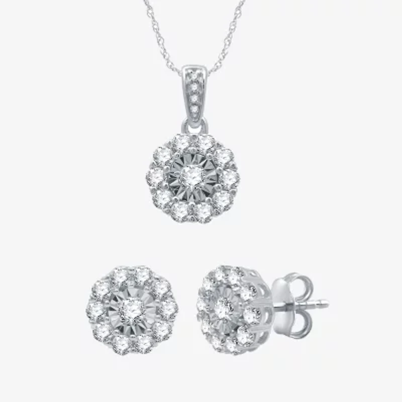 (H-I / I1) Womens 1 CT. T.W. Lab Grown Diamond 10K White Gold 2-pc. Jewelry Set