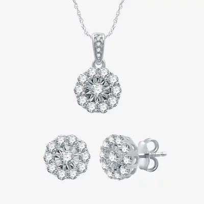 (H-I / I1) Womens 1 CT. T.W. Lab Grown Diamond 10K White Gold 2-pc. Jewelry Set