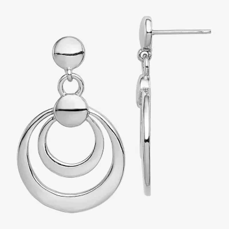 Womens Sterling Silver Titanium Drop Earrings