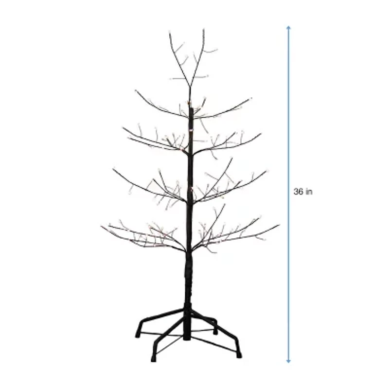 Kurt Adler 3-Foot Black Twig Tree with Warm White Cool White Twinkle Lights