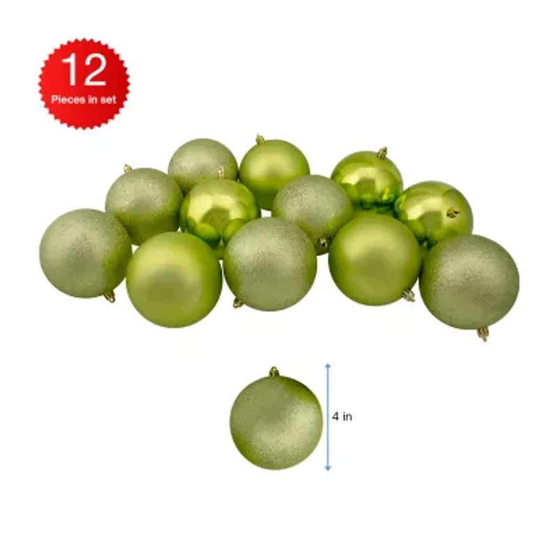 Northlight Green 4-Finish Ball 12-pc. Christmas Ornament