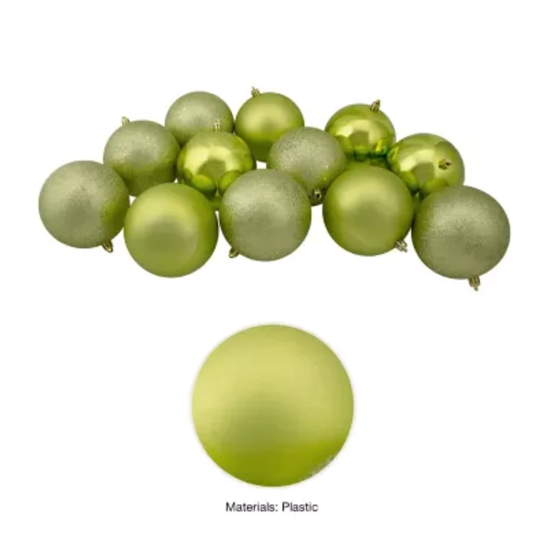 Northlight Green 4-Finish Ball 12-pc. Christmas Ornament