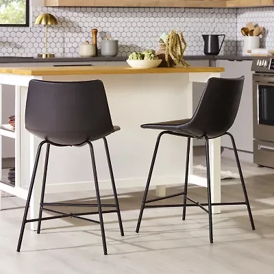 Walker Edison 2-pc. Counter Height Upholstered Bar Stool
