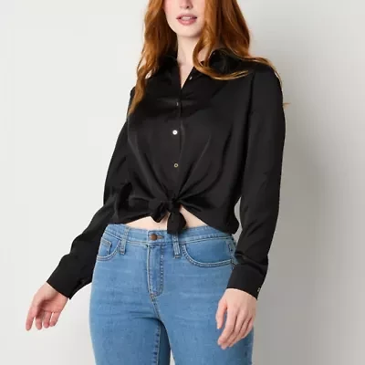 Bold Elements Womens Long Sleeve Satin Blouse