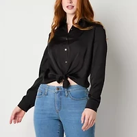 Bold Elements Womens Long Sleeve Satin Blouse