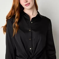 Bold Elements Womens Long Sleeve Satin Blouse