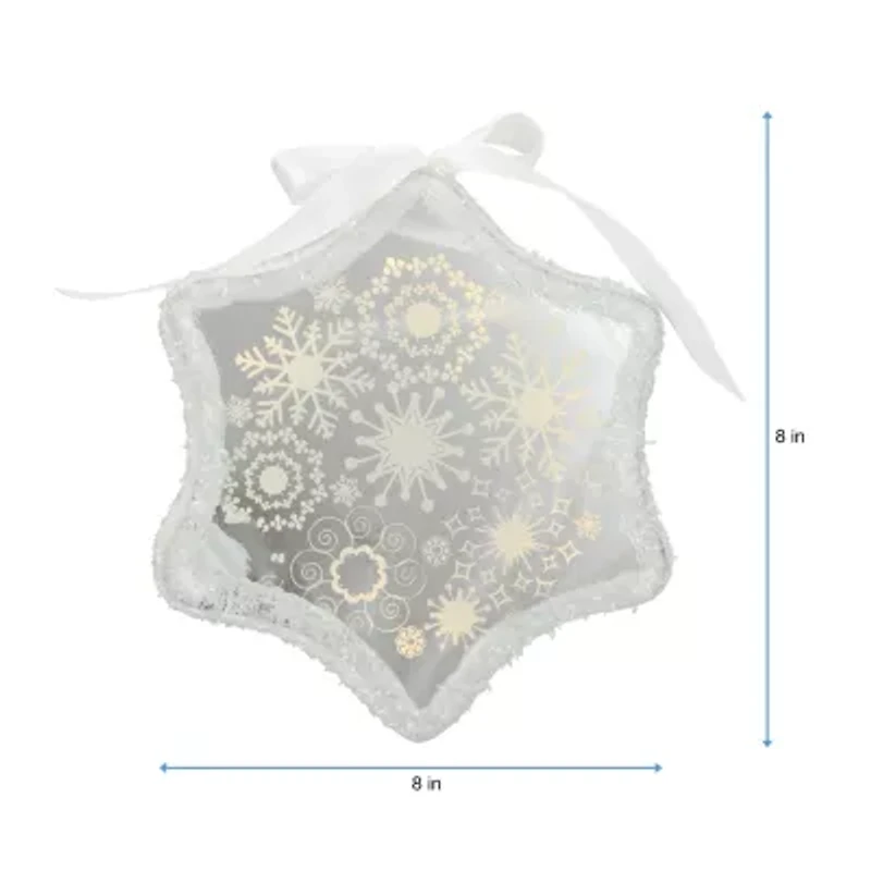 9'' White Pre-Lit LED Sparkle Snowflake Scene Christmas Ornament