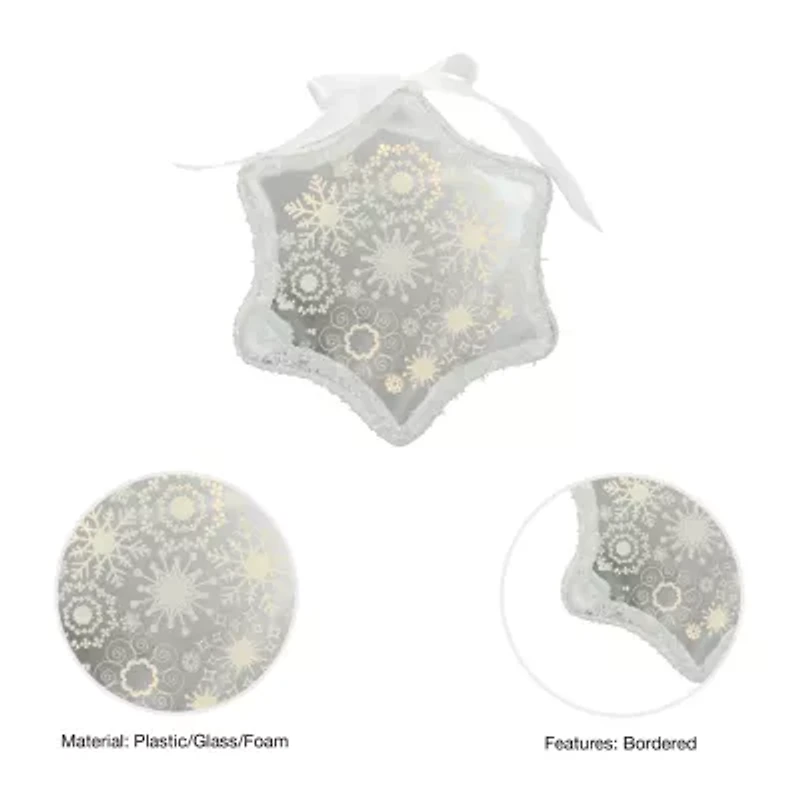 9'' White Pre-Lit LED Sparkle Snowflake Scene Christmas Ornament