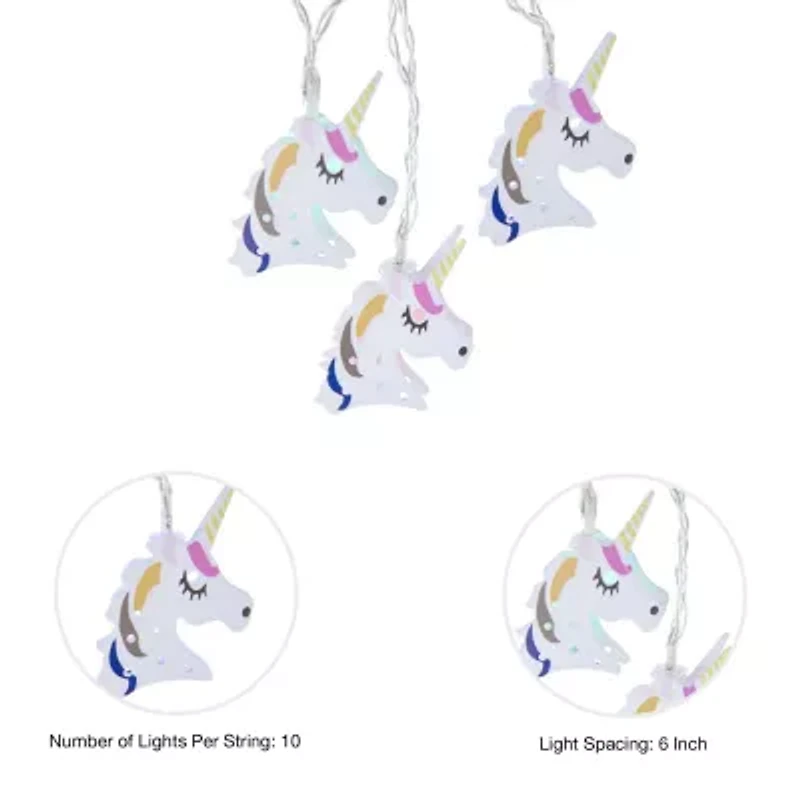 Kurt Adler Battery-Operated 10-Light USB Metal Unicorn Light Set