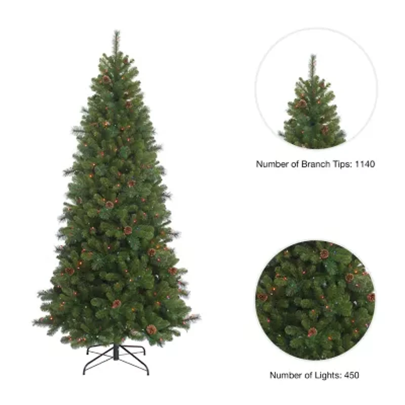 Kurt Adler 7.5-Foot Slim Pre-Lit Multi-Color Burlington Tree