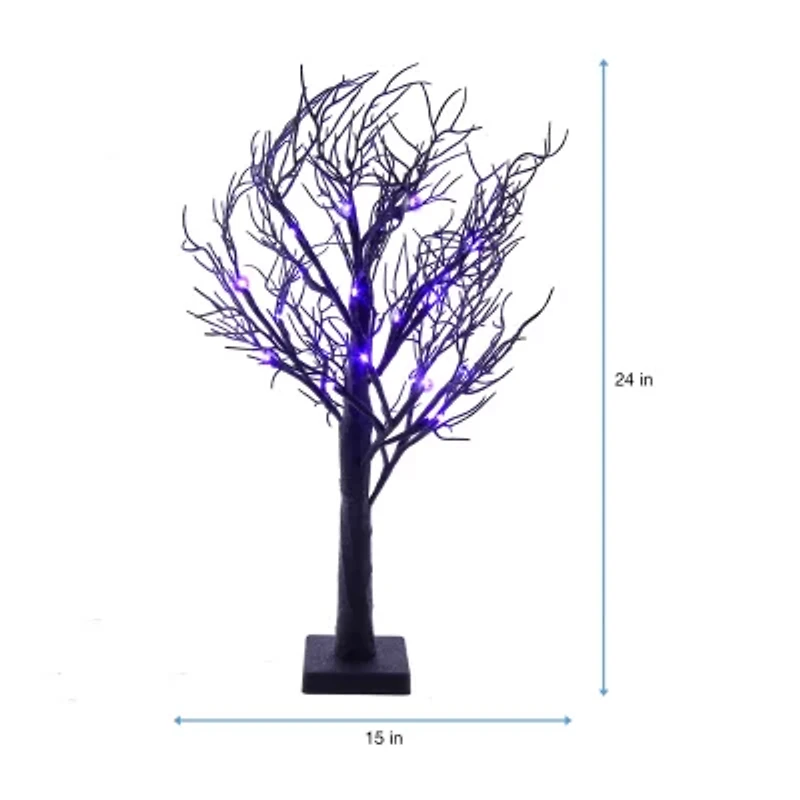 Kurt Adler 2 Foot Black Glitter And Purple LED Lighted Tree
