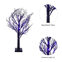Kurt Adler 2 Foot Black Glitter And Purple LED Lighted Tree