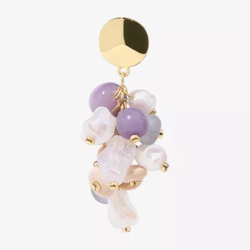 Bijoux Bar Gold Tone Womens Multi Color Simulated Pearl Drop Earrings