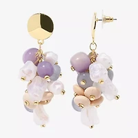 Bijoux Bar Gold Tone Womens Multi Color Simulated Pearl Drop Earrings
