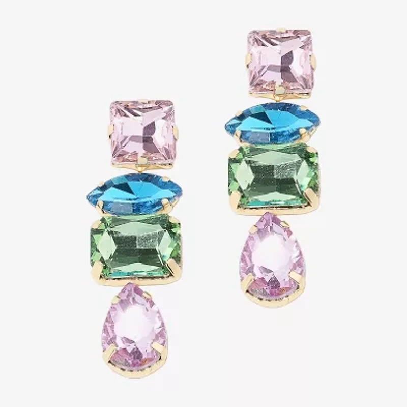 Bijoux Bar Gold Tone Womens Multi Color Drop Earrings