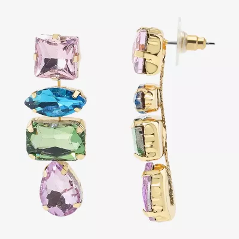 Bijoux Bar Gold Tone Womens Multi Color Drop Earrings