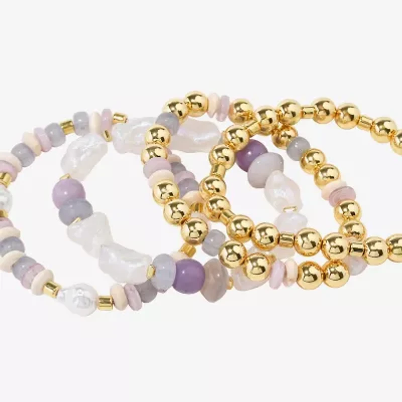Bijoux Bar Gold Tone Womens 4-pc. Multi Color Bracelet Set