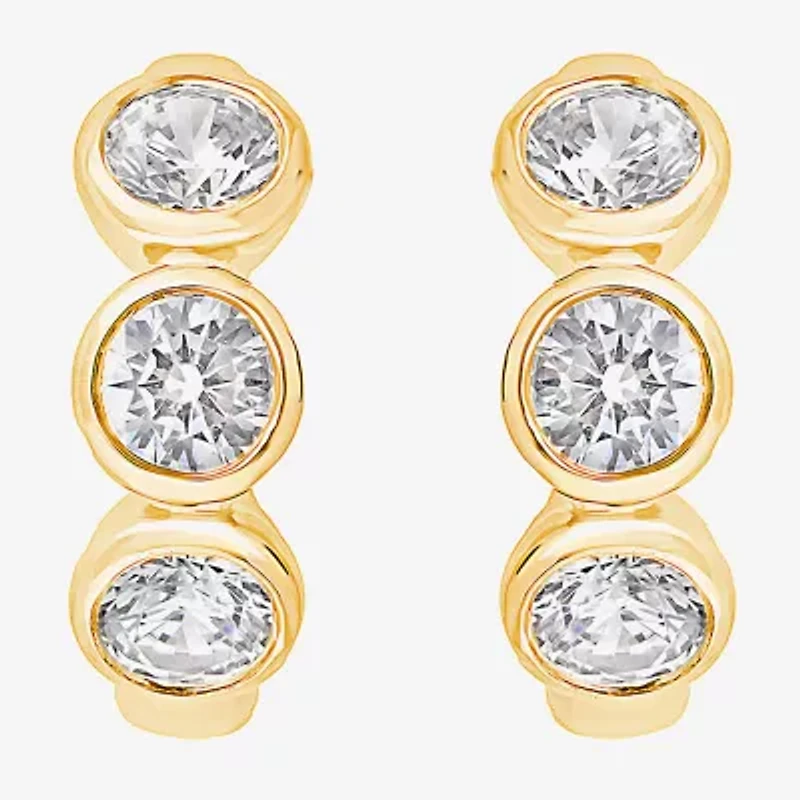 (G/ Si2) Womens 1 1/2 CT. T.W. Lab Grown White Diamond 10K Gold 16.2mm Hoop Earrings