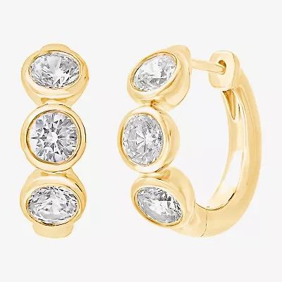 (G/ Si2) Womens 1 1/2 CT. T.W. Lab Grown White Diamond 10K Gold 16.2mm Hoop Earrings