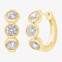 (G/ Si2) Womens 1 1/2 CT. T.W. Lab Grown White Diamond 10K Gold 16.2mm Hoop Earrings