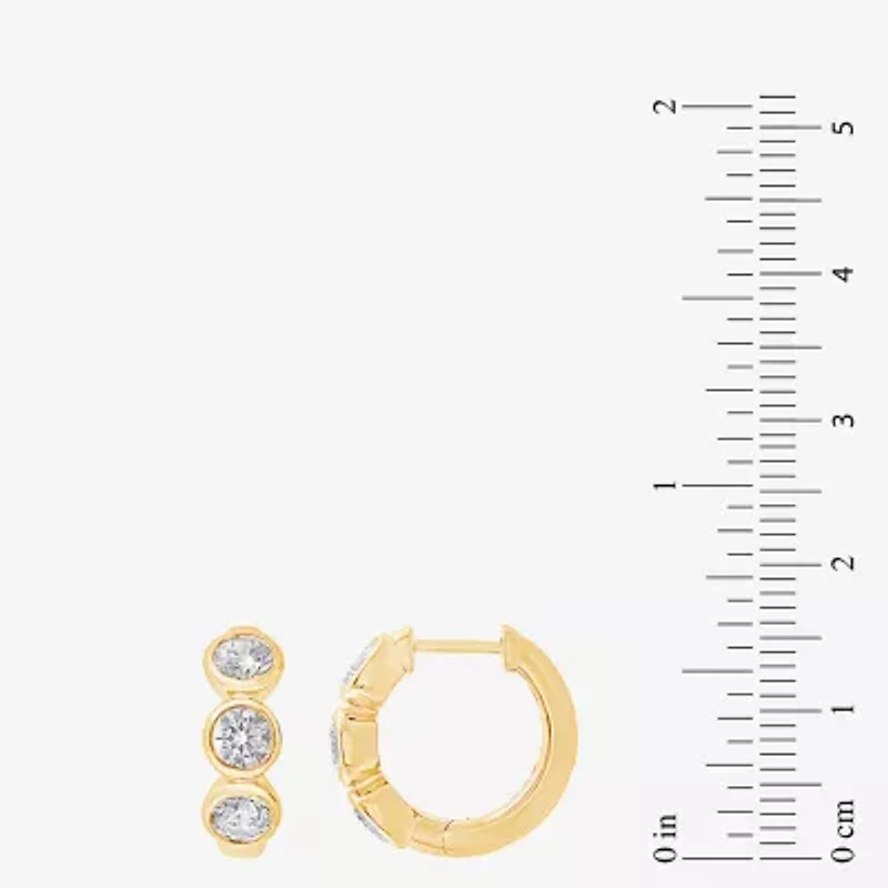 (G/ Si2) Womens 1 1/2 CT. T.W. Lab Grown White Diamond 10K Gold 16.2mm Hoop Earrings