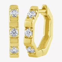 (G/ Si2) Womens 1/4 CT. T.W. Lab Grown White Diamond 10K Gold 13.8mm Hoop Earrings