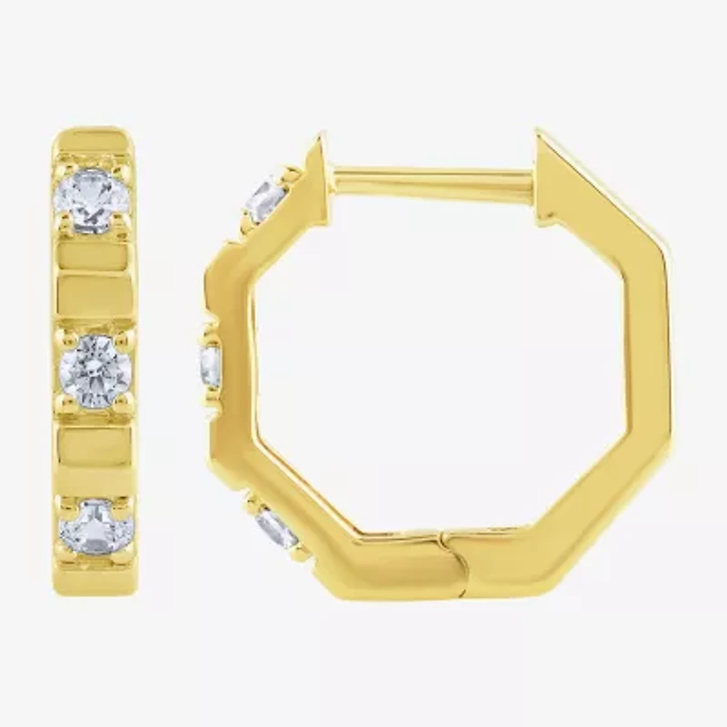 (G/ Si2) Womens 1/4 CT. T.W. Lab Grown White Diamond 10K Gold 13.8mm Hoop Earrings