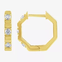 (G/ Si2) Womens 1/4 CT. T.W. Lab Grown White Diamond 10K Gold 13.8mm Hoop Earrings