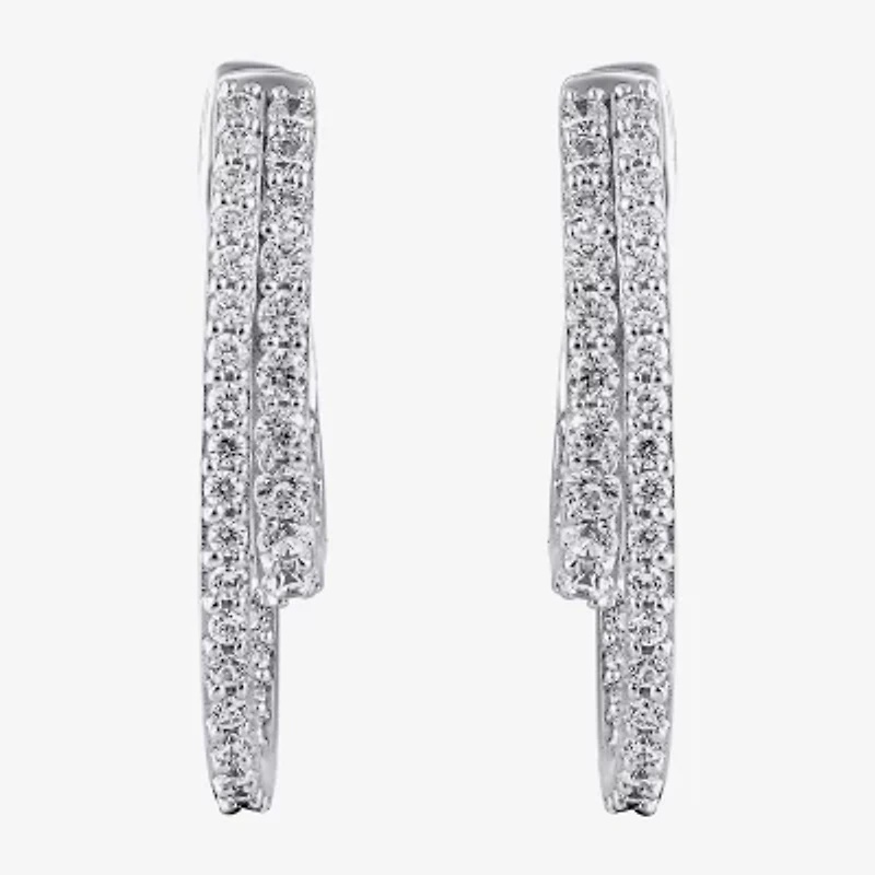 (G/ Si2) Womens 1 CT. T.W. Lab Grown White Diamond 10K Gold 22.5mm Hoop Earrings