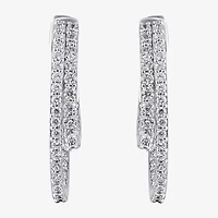 (G/ Si2) Womens 1 CT. T.W. Lab Grown White Diamond 10K Gold 22.5mm Hoop Earrings