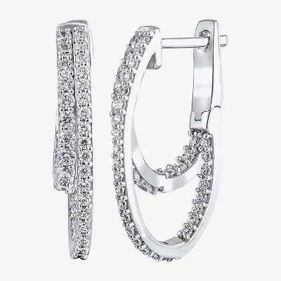 (G/ Si2) Womens 1 CT. T.W. Lab Grown White Diamond 10K Gold 22.5mm Hoop Earrings
