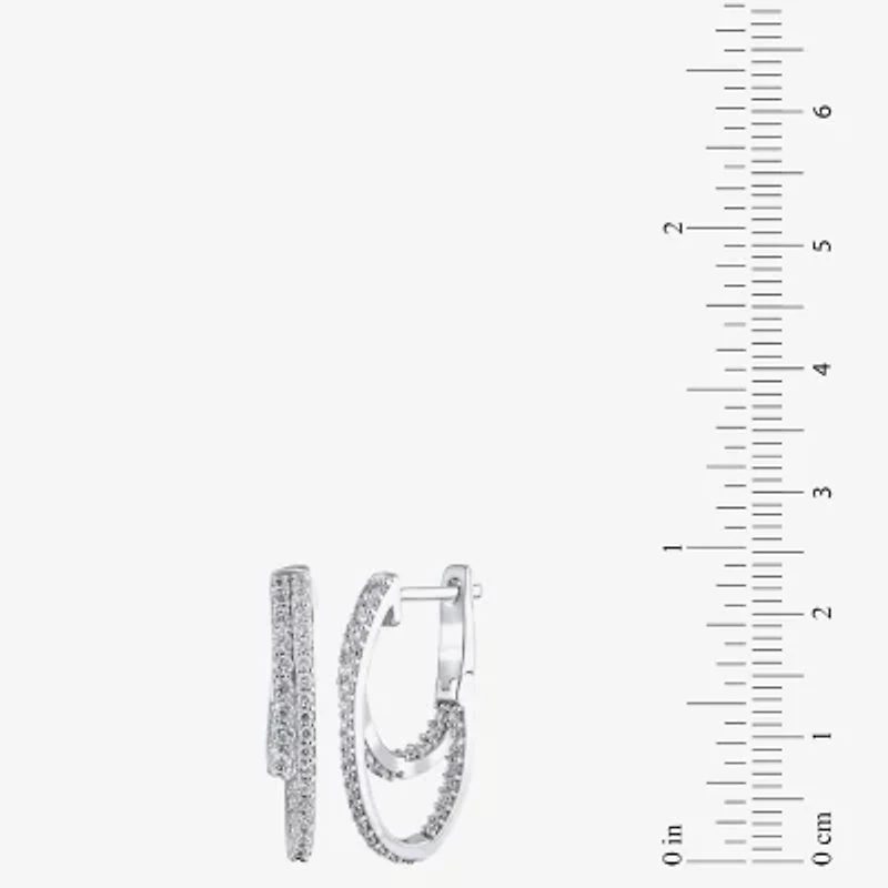 (G/ Si2) Womens 1 CT. T.W. Lab Grown White Diamond 10K Gold 22.5mm Hoop Earrings