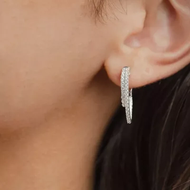 (G/ Si2) Womens 1 CT. T.W. Lab Grown White Diamond 10K Gold 22.5mm Hoop Earrings