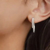 (G/ Si2) Womens 1 CT. T.W. Lab Grown White Diamond 10K Gold 22.5mm Hoop Earrings