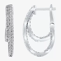(G/ Si2) Womens 1 CT. T.W. Lab Grown White Diamond 10K Gold 22.5mm Hoop Earrings