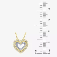 (G/Si2) Womens 1/4 CT. T.W. Lab Grown White Diamond 10K Gold Heart 18 Inch Pendant Necklace