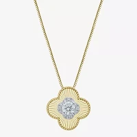 Diamond Blossom (G / Si2) Womens 1/2 CT. T.W. Lab Grown White Diamond 10K Gold Clover 18 Inch Pendant Necklace