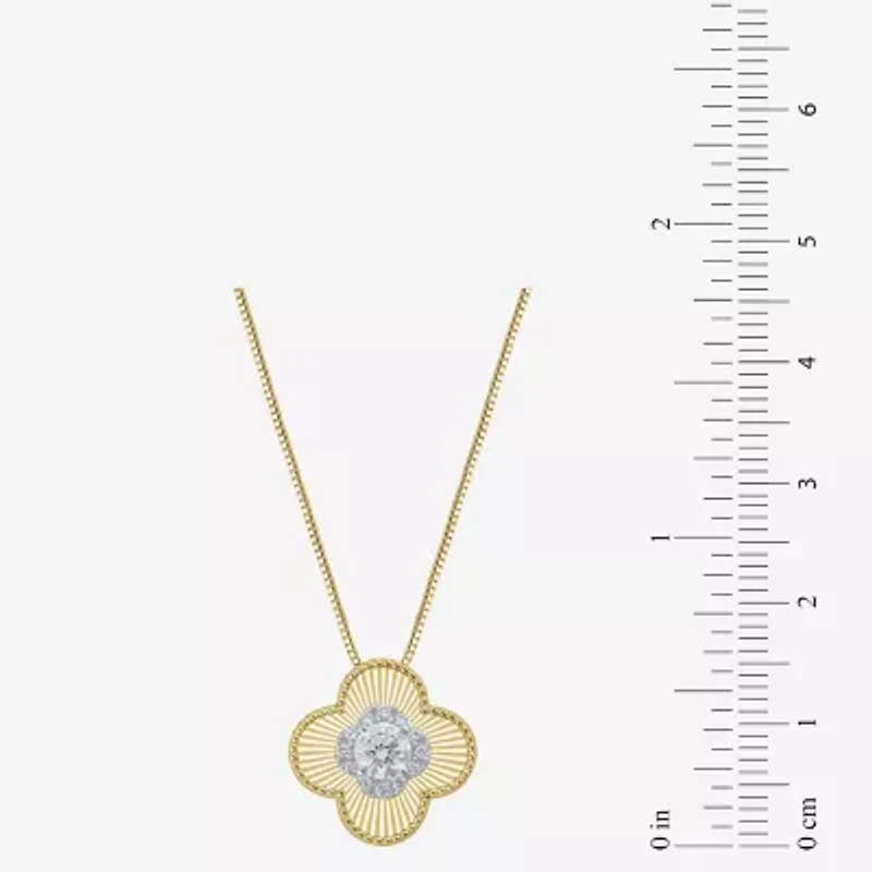 Diamond Blossom (G / Si2) Womens 1/2 CT. T.W. Lab Grown White Diamond 10K Gold Clover 18 Inch Pendant Necklace