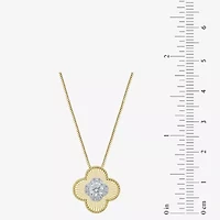 Diamond Blossom (G / Si2) Womens 1/2 CT. T.W. Lab Grown White Diamond 10K Gold Clover 18 Inch Pendant Necklace