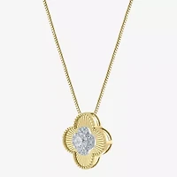 Diamond Blossom (G / Si2) Womens 1/2 CT. T.W. Lab Grown White Diamond 10K Gold Clover 18 Inch Pendant Necklace