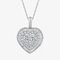 Diamond Blossom (G Womens 1 CT. T.W. Lab Grown White Diamond 10K White Gold Heart 18 Inch Pendant Necklace