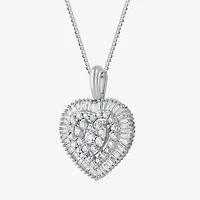 Diamond Blossom (G Womens 1 CT. T.W. Lab Grown White Diamond 10K White Gold Heart 18 Inch Pendant Necklace