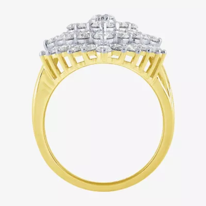 (G/ Si2) Womens 4 CT. T.W. Lab Grown White Diamond 10K Gold Marquise Cocktail Ring