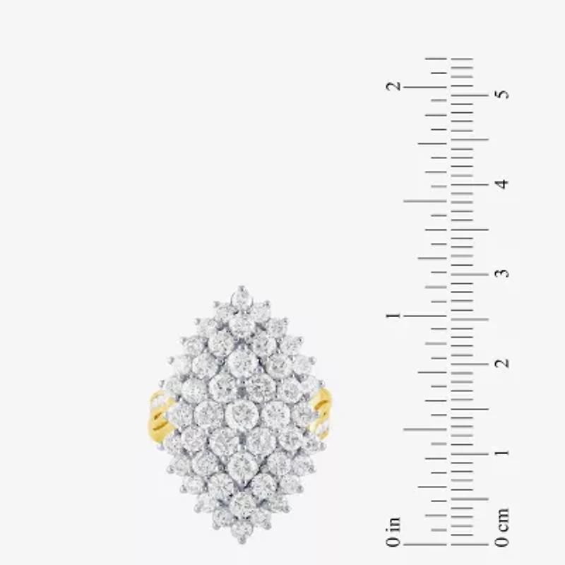 (G/ Si2) Womens 4 CT. T.W. Lab Grown White Diamond 10K Gold Marquise Cocktail Ring