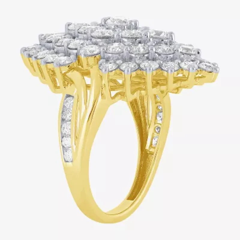 (G/ Si2) Womens 4 CT. T.W. Lab Grown White Diamond 10K Gold Marquise Cocktail Ring