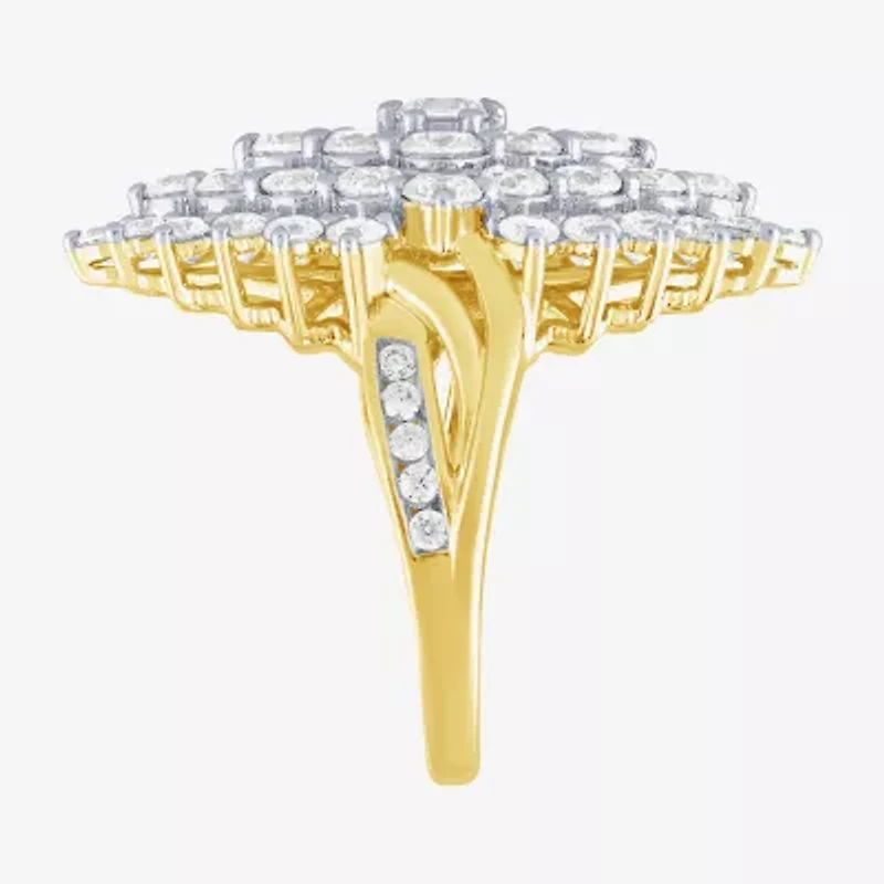 (G/ Si2) Womens 4 CT. T.W. Lab Grown White Diamond 10K Gold Marquise Cocktail Ring