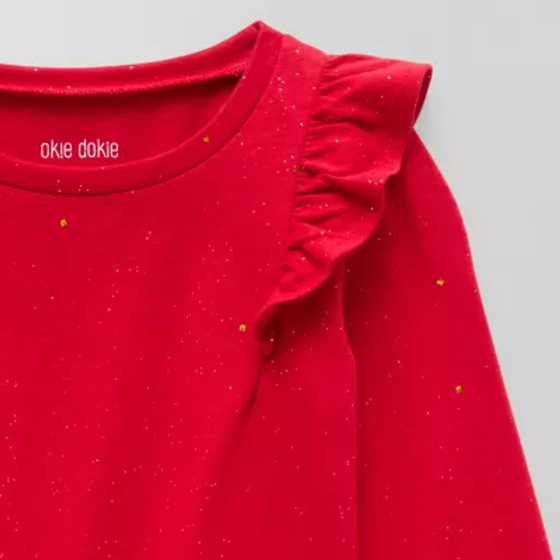 Okie Dokie Toddler & Little Girls Round Neck Long Sleeve T-Shirt
