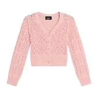 Byer California Little & Big Kid Girls V Neck Long Sleeve Button Cardigan