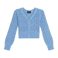 Byer California Little & Big Kid Girls Round Neck Long Sleeve Button Cardigan
