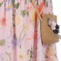 Speechless Big Kid Girls Short Sleeve Flutter Sleeve Floral Maxi Dress